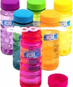 6 Pack Bubble Solution 4oz Bubble Blower Bottles With 6-Hole Wand